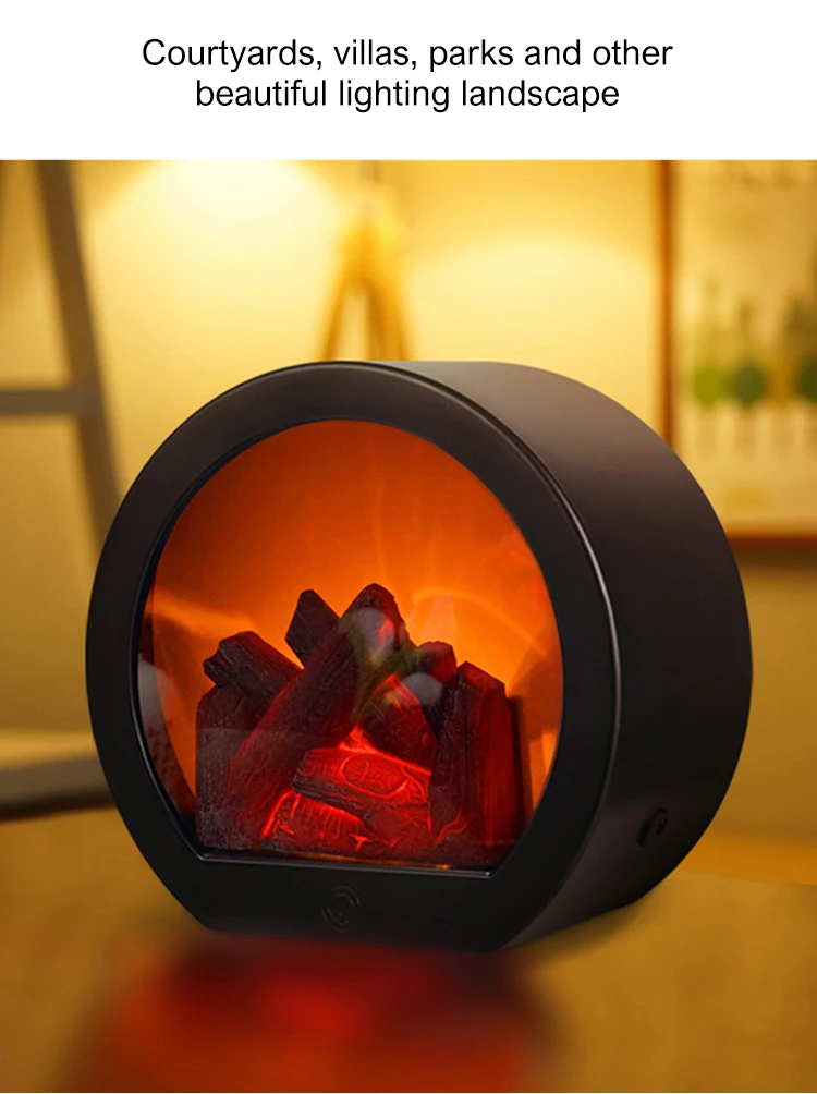 Светодиодный фонарь с пламенем декоративный камин имитация пламени