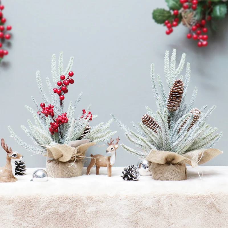 

Рождественское украшение 2023, настольные искусственные рождественские листья сосны, домашние декоративные горшечные растения, рождественс...