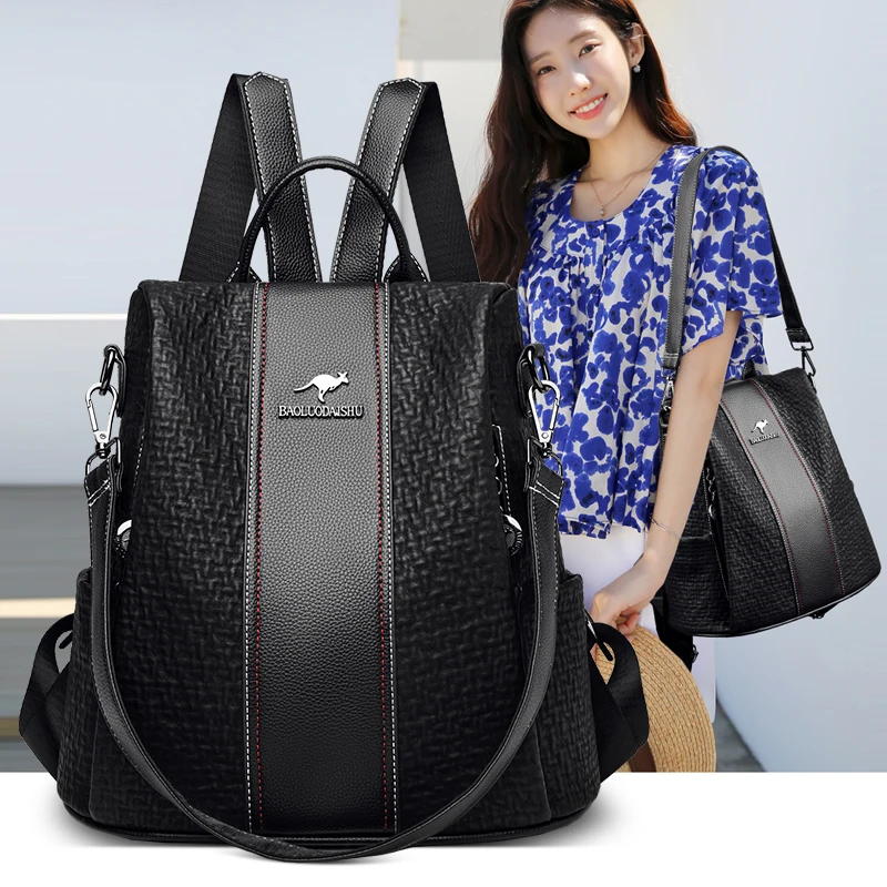 

New Fashion Backpack Luxury Designer Ladies Anti-theft Backpack Women Soft Leather School Bag Large Capacity Travel Bags Mochila