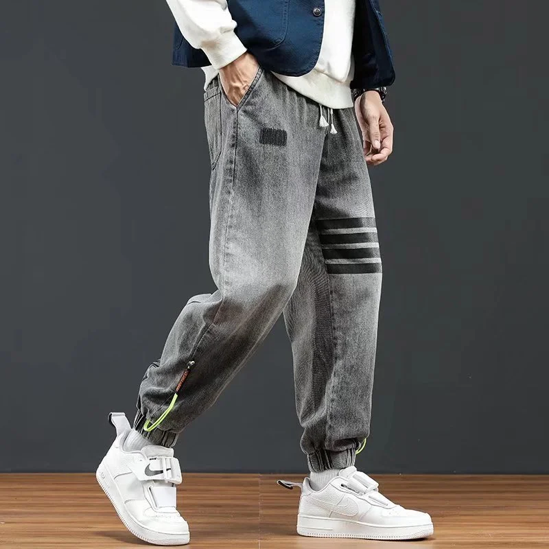 DEEPTOWN Hip Hop Harem Jeans Men Loose Joggers Washed Denim Pants Casual Korean Streetwear Trousers Male Fashion Blue Clothes
