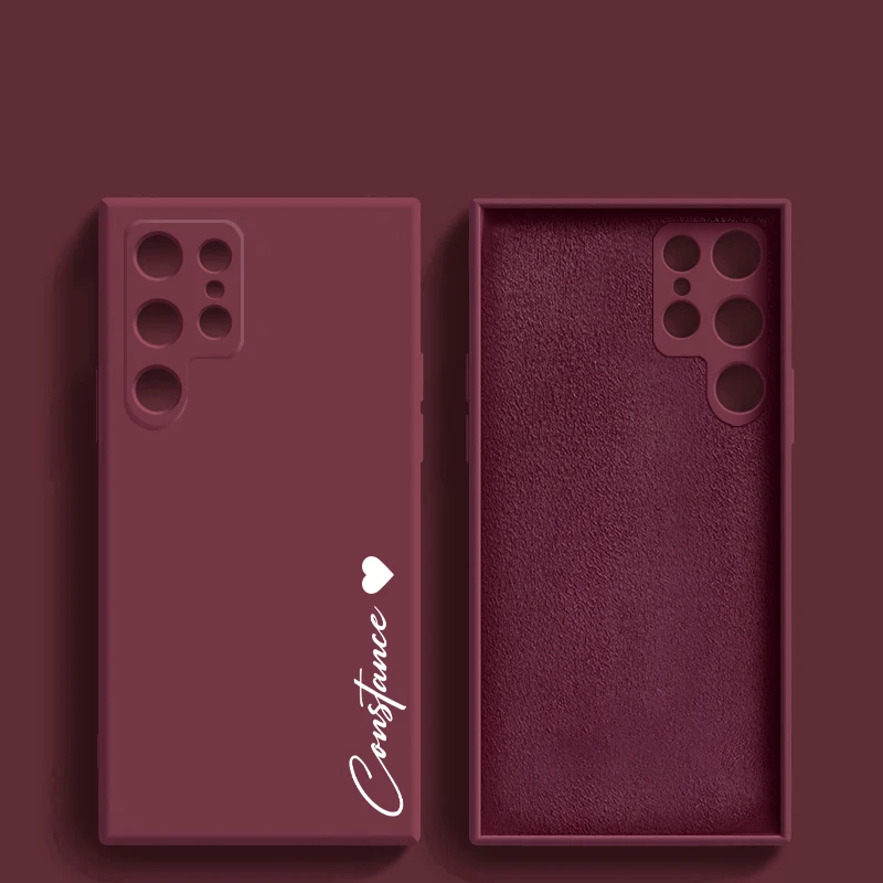 Personalised Case S23 S22 S21 Ultra Handwriting Customized Name Liquid Silicone Cover For Samsung Galaxy S22 S21 Ultra Plus A53