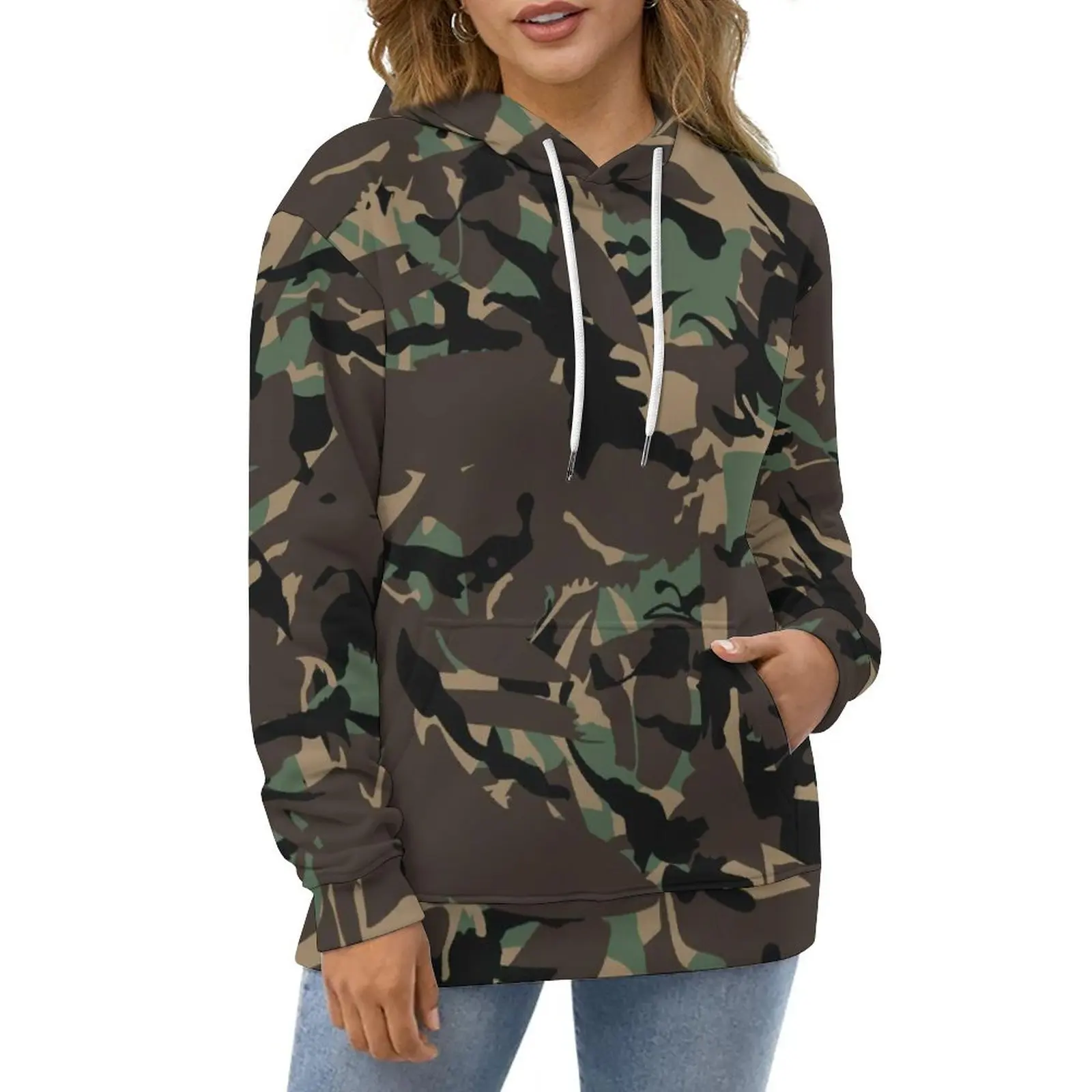 

Camo Print Army Hoodies Long Sleeve Sloth Camouflage Cute Casual Hoodie Street Style Oversized Design Loose Hooded Sweatshirts