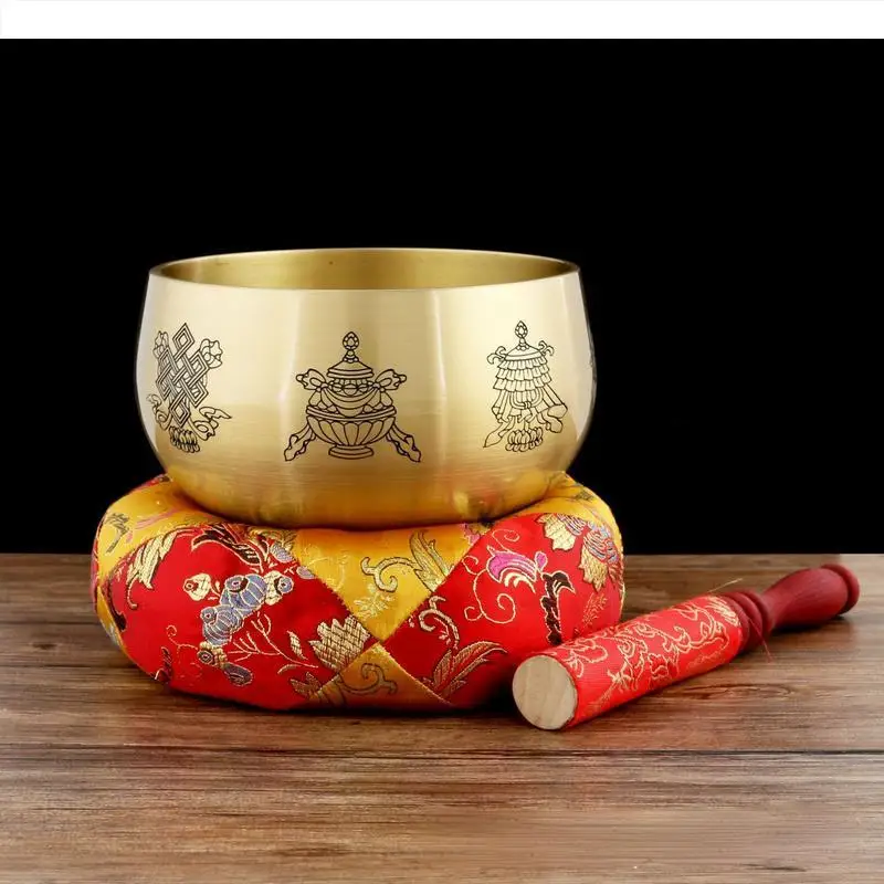 

Brass Buddha Sound Bowl Beat Singing Bowl Magic Weapon Yoga Meditate Treat Tibetan Bowls Decorative Bowls Buddhist Supplies