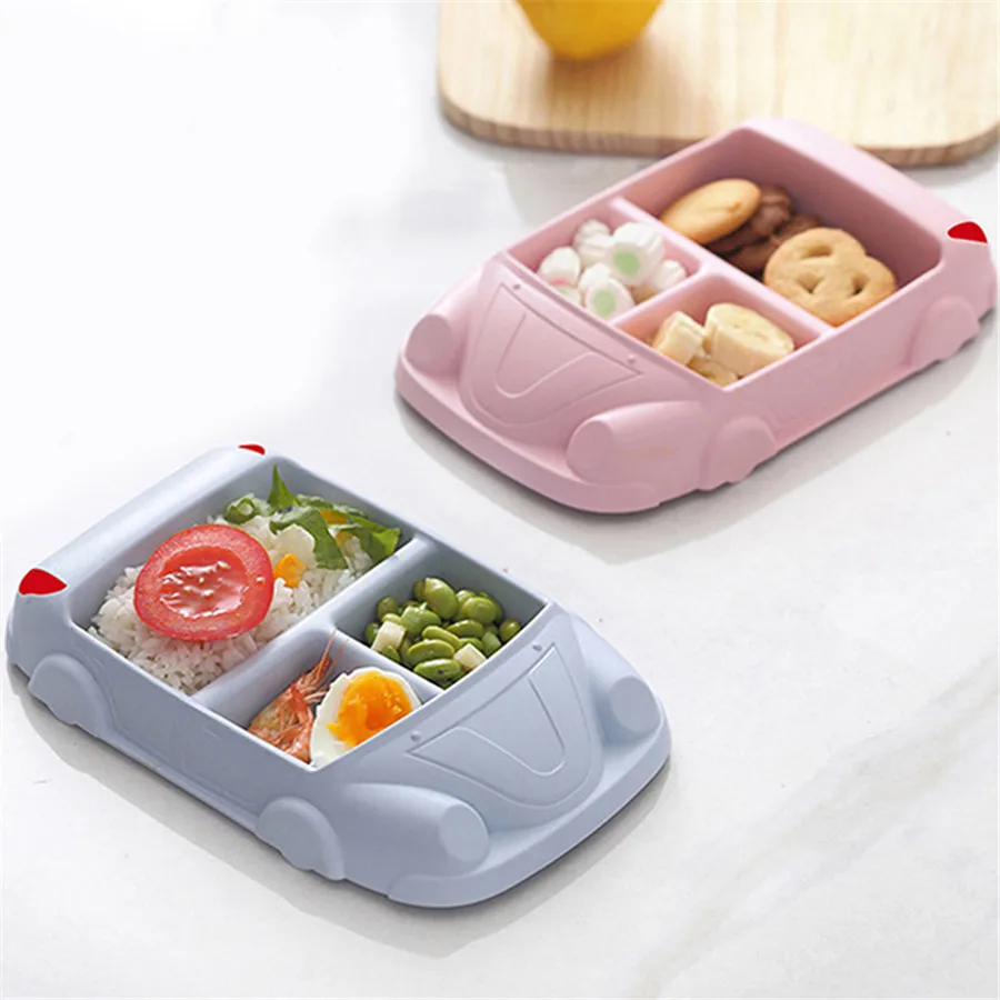 

Ruiwjx Bamboo Fiber Children's Plate Separate Car Tableware Baby Feeding Sets Children Tableware Children Training Dinnerware