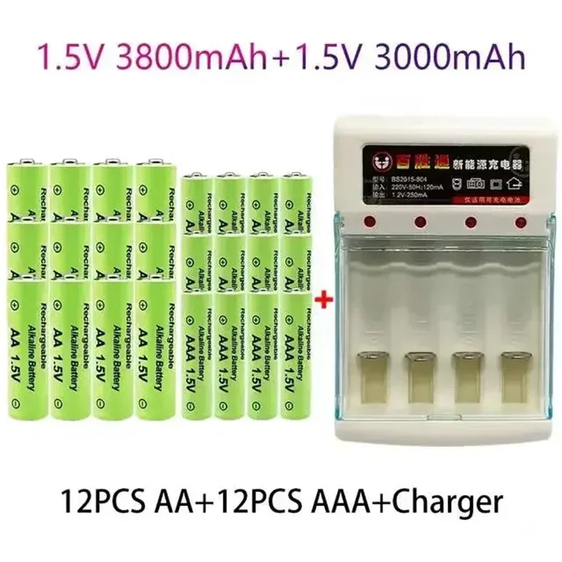 

100% Original 1.5V AA3.8Ah+AAA3.0Ah Rechargeable Battery NI-MH 1.5 V Battery for Clocks Mice Computers Toys So on+free Shipping