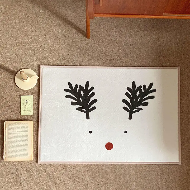 

Christmas Deer Home Non-slip Floor Mat Bathroom Holiday Atmosphere Bedroom Absorbent Floor Mat Bathroom Entrance Carpet