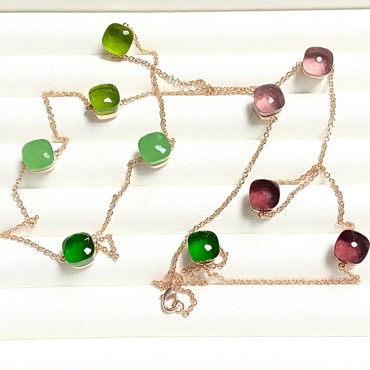 

90cm Pomellato Candy Square Sweater Chain For Women Mix Colors Colorful Crystal Long Sweater Chain Boho Style Crystal Necklace