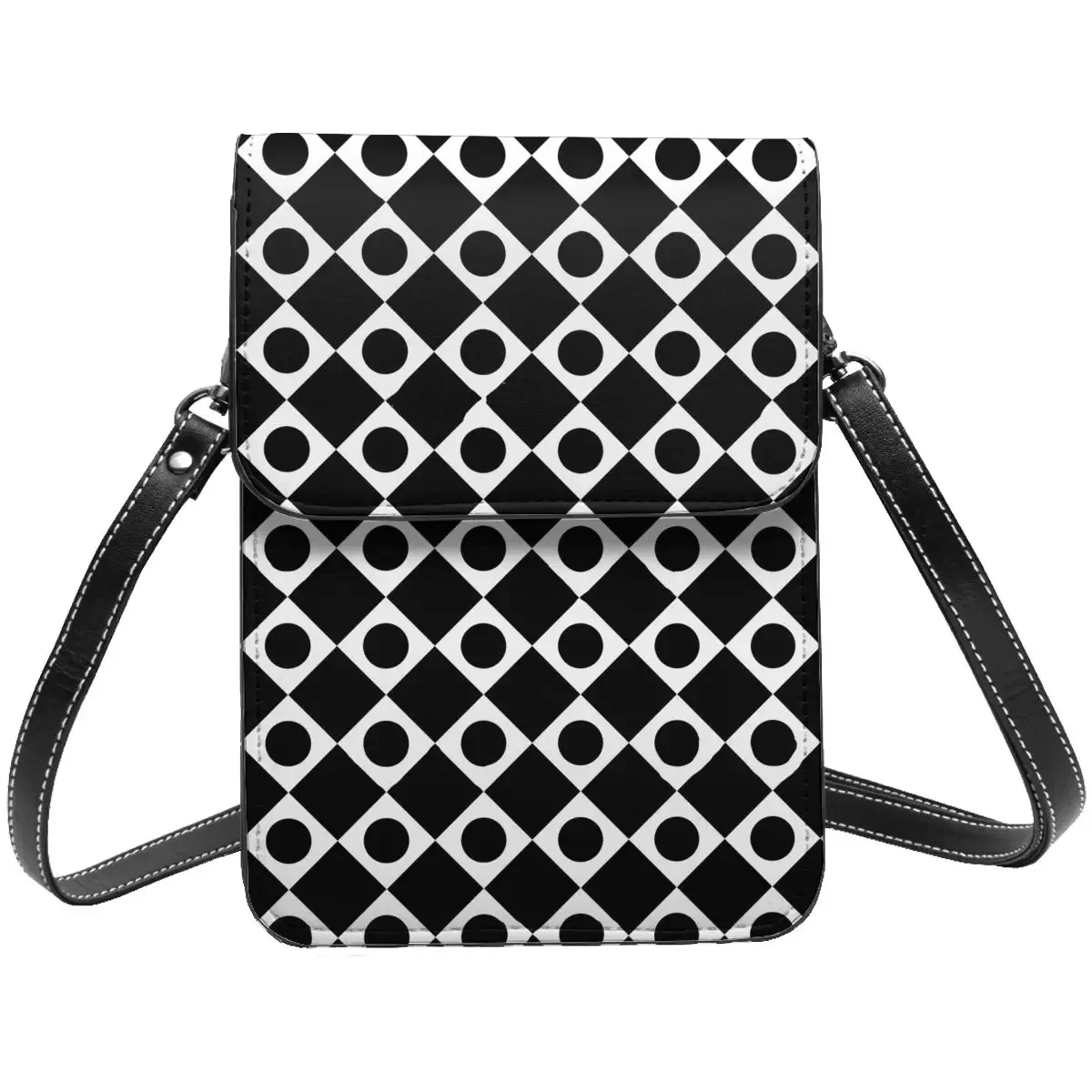 

Retro Mod 60s Shoulder Bag Black And White Outdoor Female Mobile Phone Bag Fashion Stylish Leather Bags