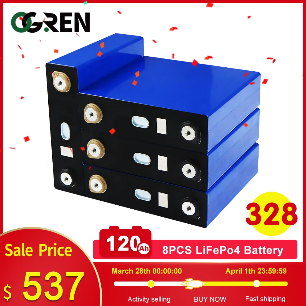 

8 шт., литий-железо-фосфатная батарея Ogreen класса А, 3,2 в, Ач, Lifepo4