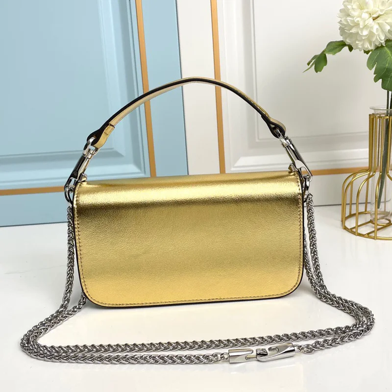 Shoulder Bag Crystal Buckle Chain Bag Dinner Bag Purse Women's Underarm Bag Messenger Bag Detachable Shoulder Strap With Box
