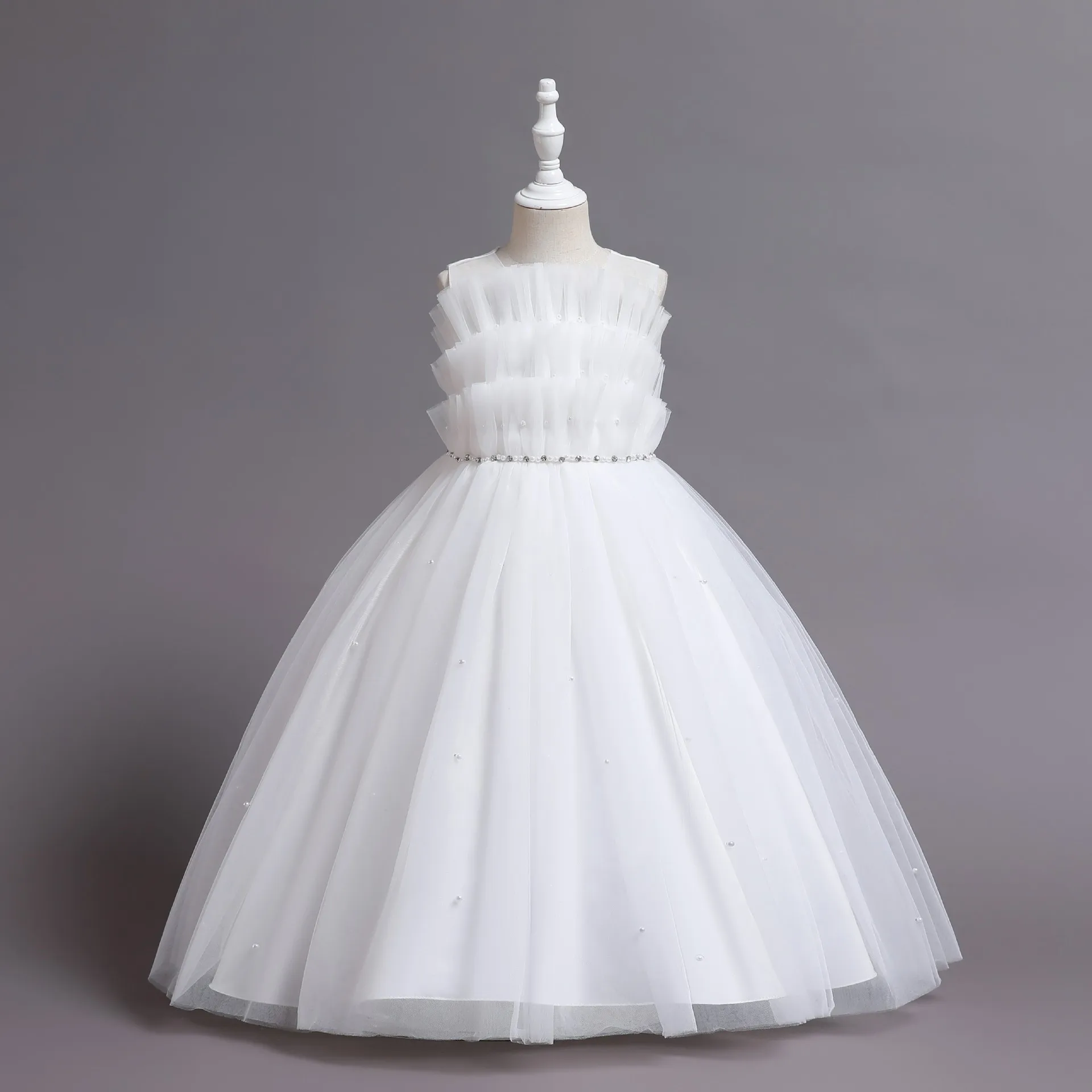 

New Fashion Girls Summer Dress Wedding Dress Princess Big Children Puffy Party Birthday Vest Sleeveless Dress
