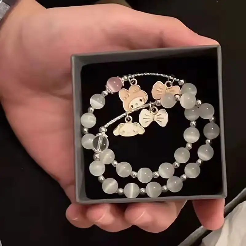 

Kawaii Cartoon Jewelry Sanrios Mymelody Anime Cinnamoroll Cute Pendant Crystal Bracelet Couple Best Friend Gift Toys for Grils