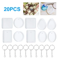 10pcs keychain resin molds 5 shape keychain epoxy resin mold with 10pcs rings diy gift resin casting keychain jewelry making kit