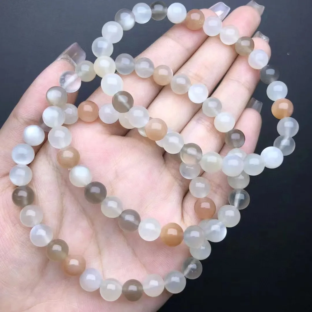 Браслет Unit One 7 мм хорошая распродажа натуральный Радужный Лунный Камень