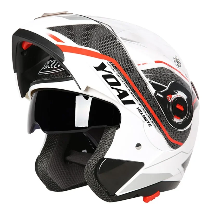 

Мотоциклетный шлем на все лицо, модульный откидной шлем из АБС-пластика, с двойными линзами, для езды на мотоцикле, для мужчин и женщин