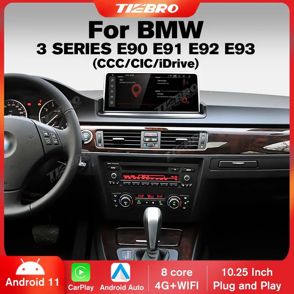 

TIEBRO 10,25 ''Carplay для BMW 3 серии E90 E91 E92 E93 2005-2012 система CCC CIC автомобильный радиоприемник, мультимедийный плеер iDrive Android авто