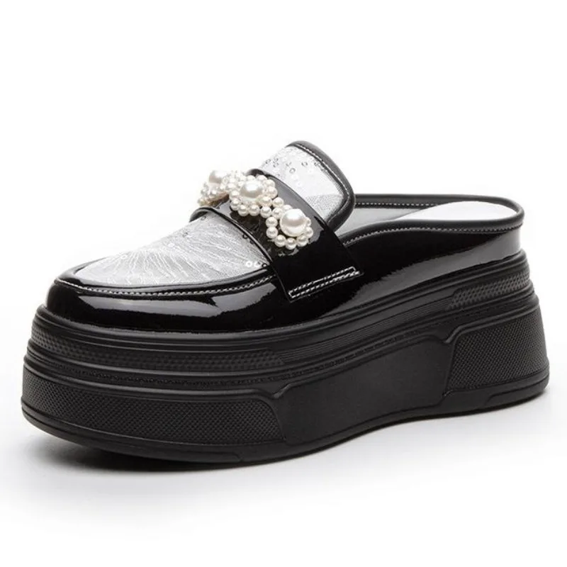 8 5 см сетчатые синтетические лакированные кожаные туфли на платформе женские