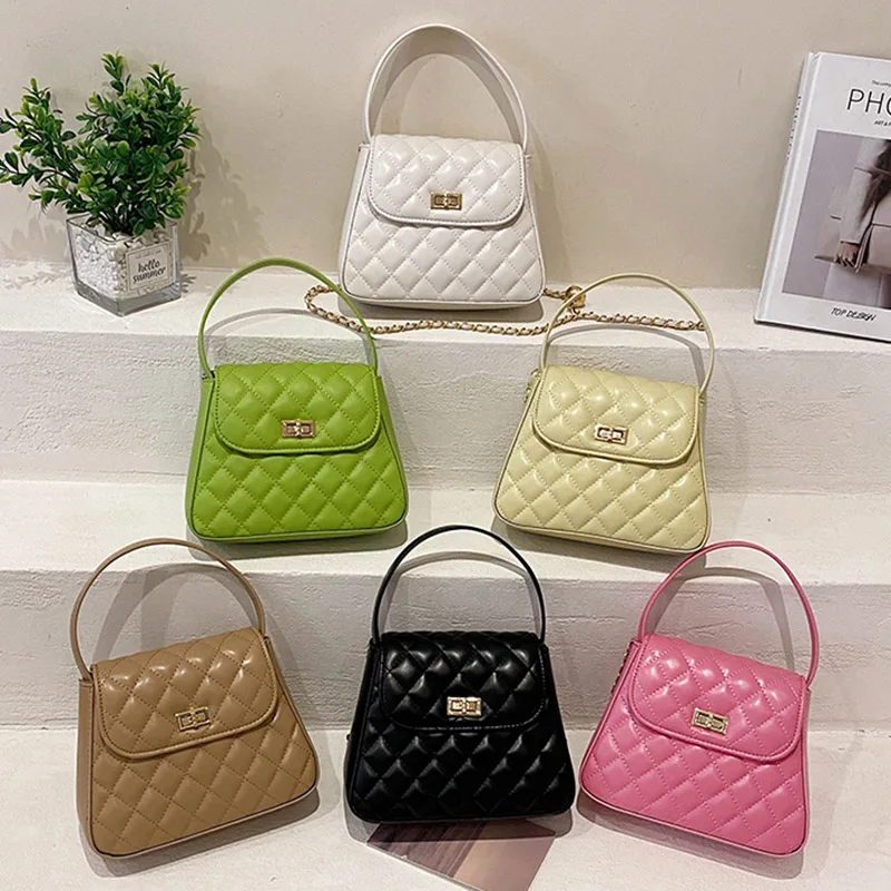 

Весенние маленькие стеганые сумки через плечо из искусственной кожи для женщин, маленькие дизайнерские брендовые модные сумки на плечо с ц...