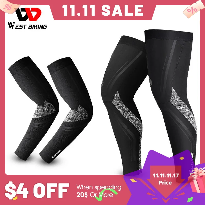 

WEST BIKING Sports Compression Leg Sleeves Men Women MTB Bike Bicycle Leg Warmers Men Women Cycling Running Basketball Leggings