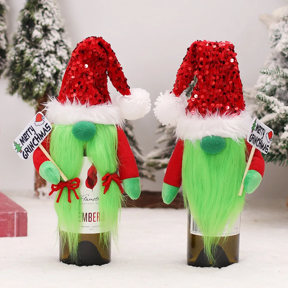 

Рождественские украшения, Мультяшные парные Зеленые искусственные наборы, кухонный стол, платье, реквизит, оптовая продажа