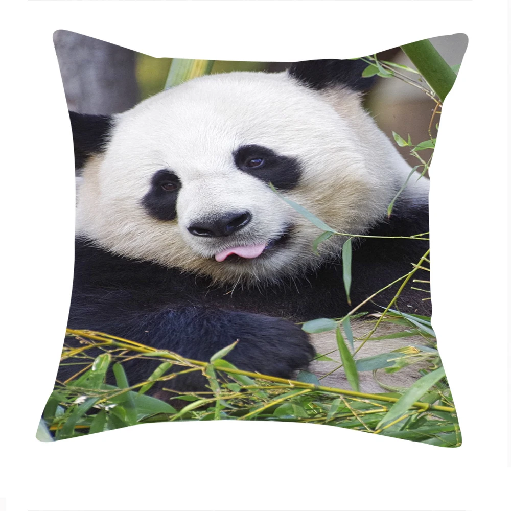 

45x45cm Panda Pillowcase Polyester Cushion Cover Christmas New Year Home Decoration DIY