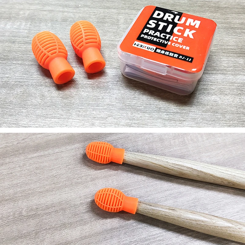 

2pcs Silicone Drum Stick Head Sleeve Caps Drumstick Practice Tips Mute Dumb Head Stick Set Damper For Beginner Practicing Tips