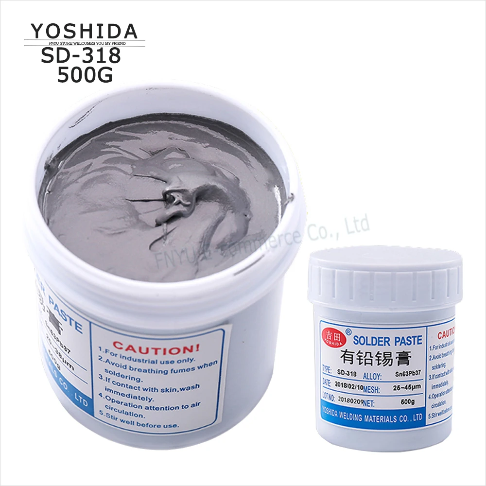 

Welding Fluxes SD-318 low temperature LED SMT Solder Paste sn63pb37 25~45μm 500g no clean BGA Solder flux SMT Leaded tin pastex