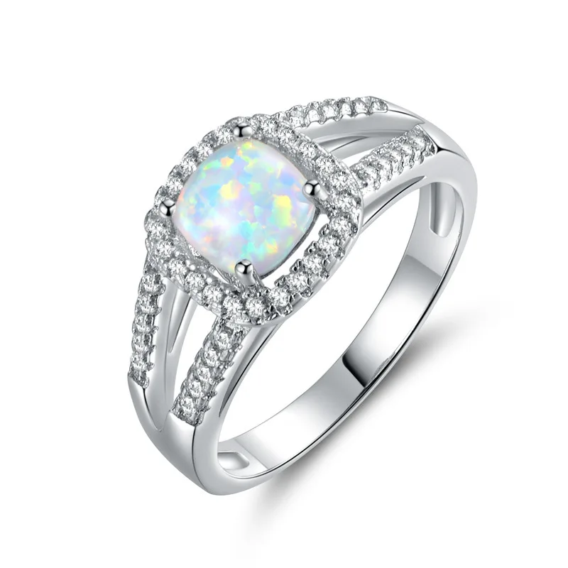 

Beautiful Cute Simple Round Jewelry White Fire Opal cz Champagne Crystal from Swarovskis Ring For Women Wholesale