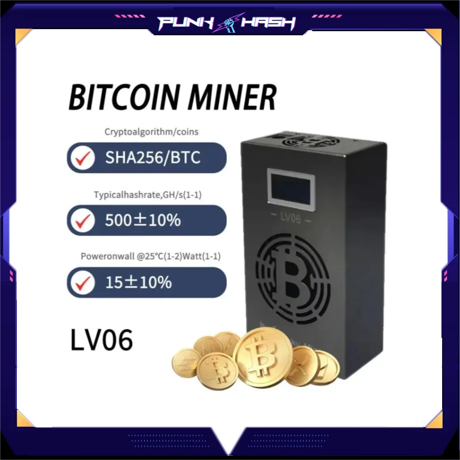 Машина для майнинга Lucky Miner LV06 BM1366 Solo Mining 500GH/S BTC Lotto с блоком питания 5 в 6 А