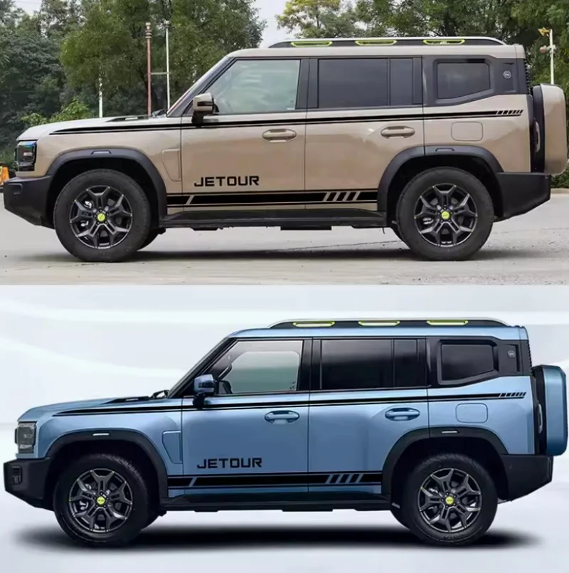 

Подходит для автомобиля Jetour Traveler, наклейка, модификация кузова, талии, наклейка Shanhai T2, боковая юбка, цветная полоска, наклейка