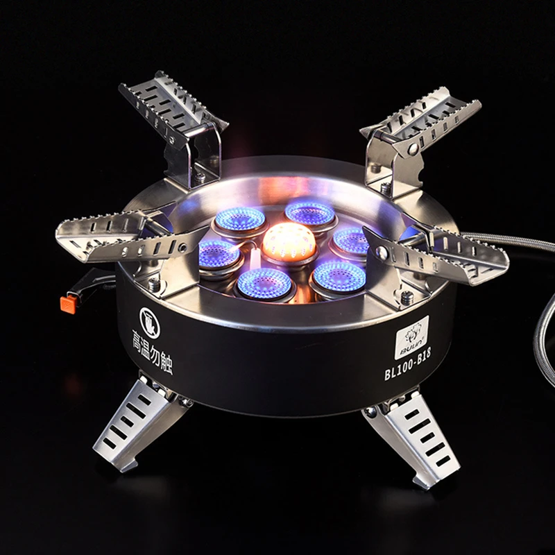 

Seven-Core Outdoor Stoves 18000W High-power Camping Gas Stove Portable Tourist Burner Backpacking Picnic Furnace Hiking Supplies
