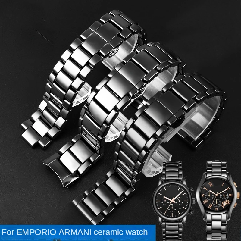 

For Armani AR1410 1400 1440 1411 1421 1451 1452 Ceramic Watch Strap Comfortable Wear Watch Band Accessories 0mm Wristband