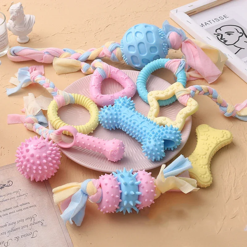 

Pet Dog Toys For Small Dog Chews TPR Knot Toys Bite Resistant Molar Teeth Cleaning Dog Training Supplies Interactive Accessories