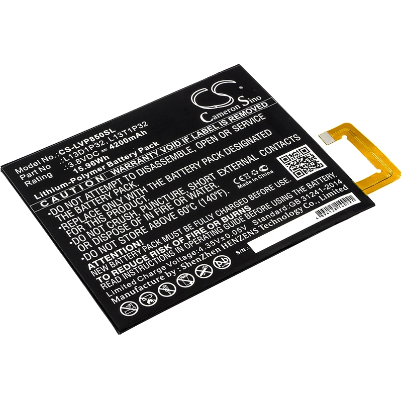 

CS 4200mAh / 15.96Wh battery for Lenovo Tab 2 A8-50, Tab 2 A8-50F, Tab 2 A8-50LC L13D1P32, L13T1P32