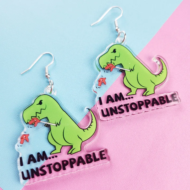 

Novel Cute Dinosaur Acrylic Earrings Creative Stay Weird Jewelry Personalized Charm Suitable for Women's Birthday Gifts