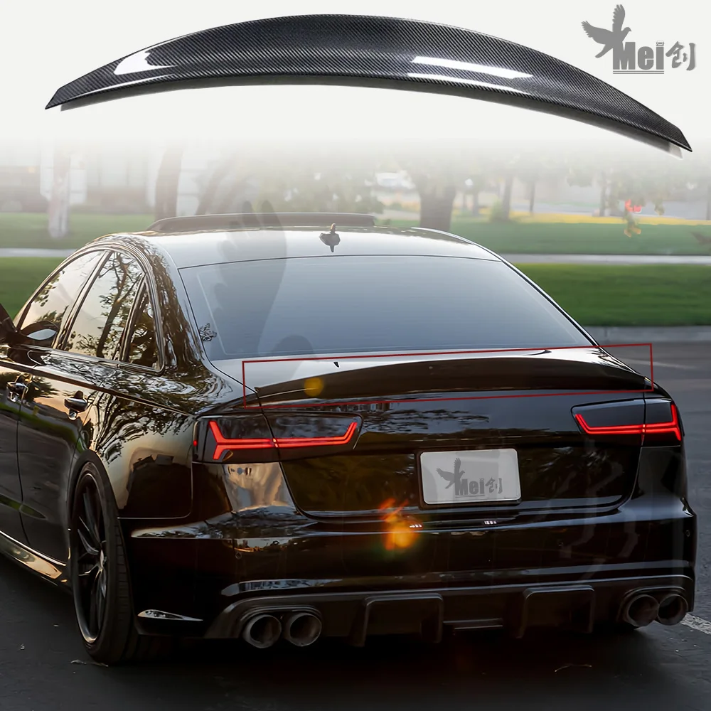 Фото Для Audi A6 S6 B9 C7 4-дверный седан 2012-2016 Hk стиль Высокое качество углеродное волокно заднее крыло крыша задняя коробка украшенный спойлер ﻿ №3