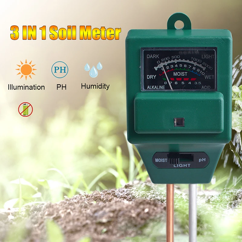 

3 in1 Soil Water Moisture PH Meter Acidity Humidity Sunlight Light PH Test Garden Flowers Moist Sensor Tester Testing Instrument