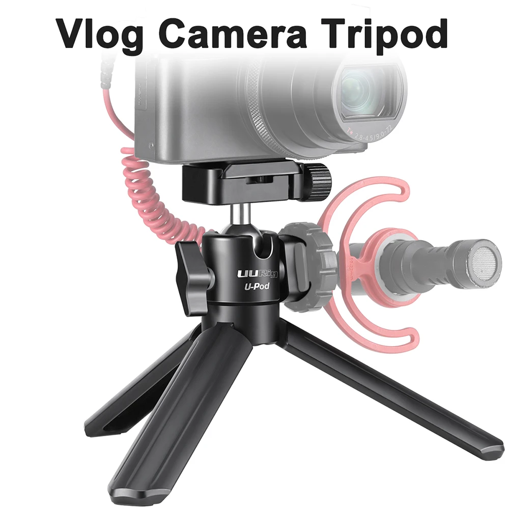 

UURig Aluminum Vlog Camera Tripod W Acra Quick Release Plate Cold Shoe for Sony Canon GoPro Smartphone to Microphone LED Light