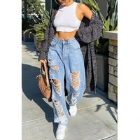 women jeans streetwear vintage overalls jeans spring autumn high waist loose denim straight leg pants women casual ripped jeans