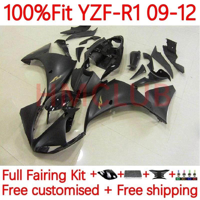 

OEM Body For YAMAHA YZF-R1 YZF R1 R 1 1000 CC YZFR1 2009 2010 2011 2012 YZF1000 09 10 11 12 Injection Fairing 5No.10 Flat black