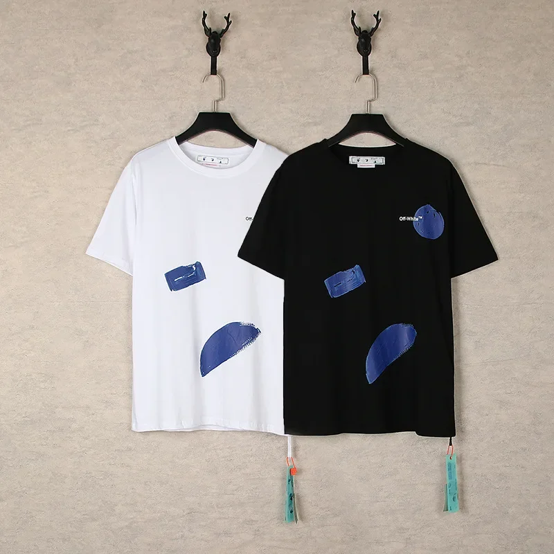 

Off 100% Cotton Loose Harajuku T shirts Mens Streetwear Chic Short Sleeve Tee For Men Women Luxury White Brand Fashion Luxury