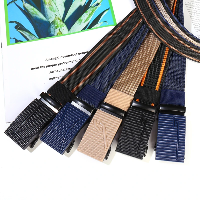 

Nylon Automatic Buckle Men Belt Outdoor Tooling Jeans Stripe Canvas Weave Waistband High Quality Tactical Belt for Men Wholesale