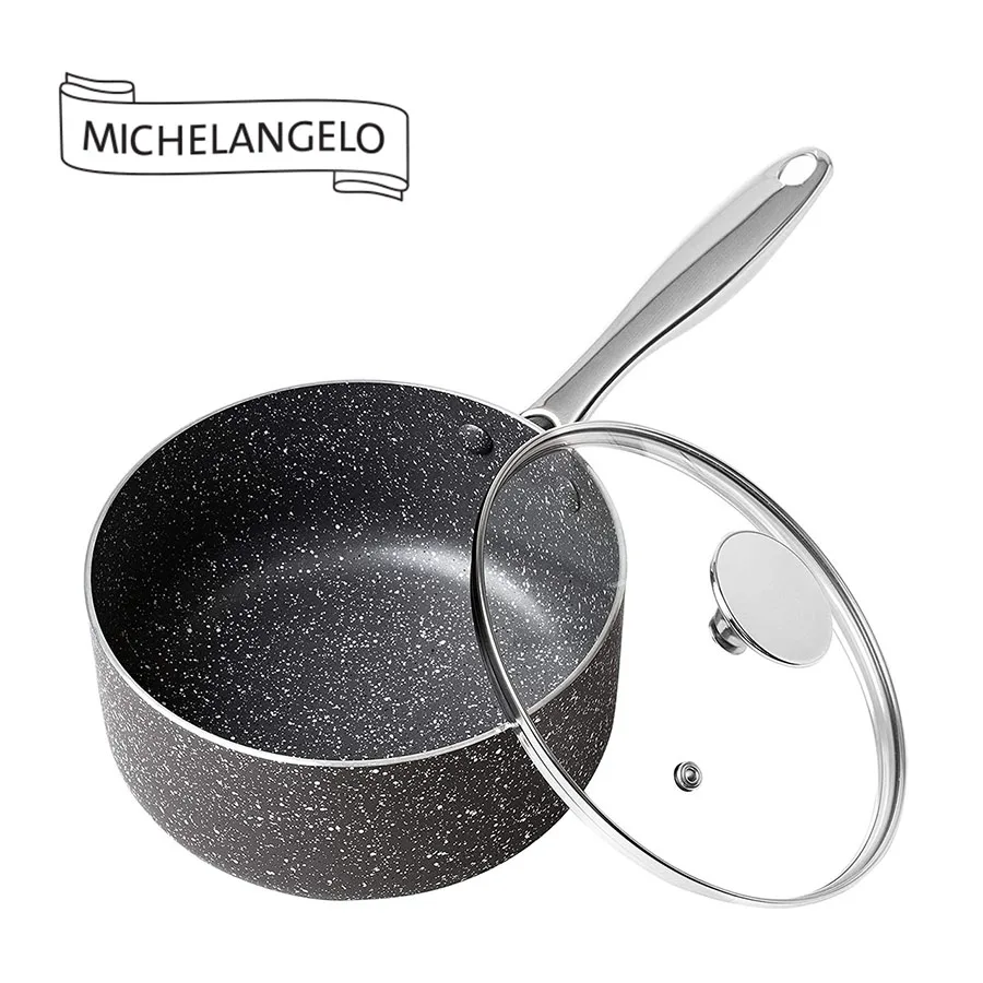 

Michelangelo 18/20CM Milk Pot Baby Food Pan Saucepan Non Stick Cooking Pot Stainless Handle With Lid Induction Cookware