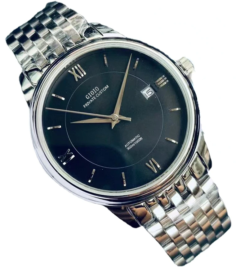 

Automatic Mechanical Mens Watch Black Blue Leather White Rome