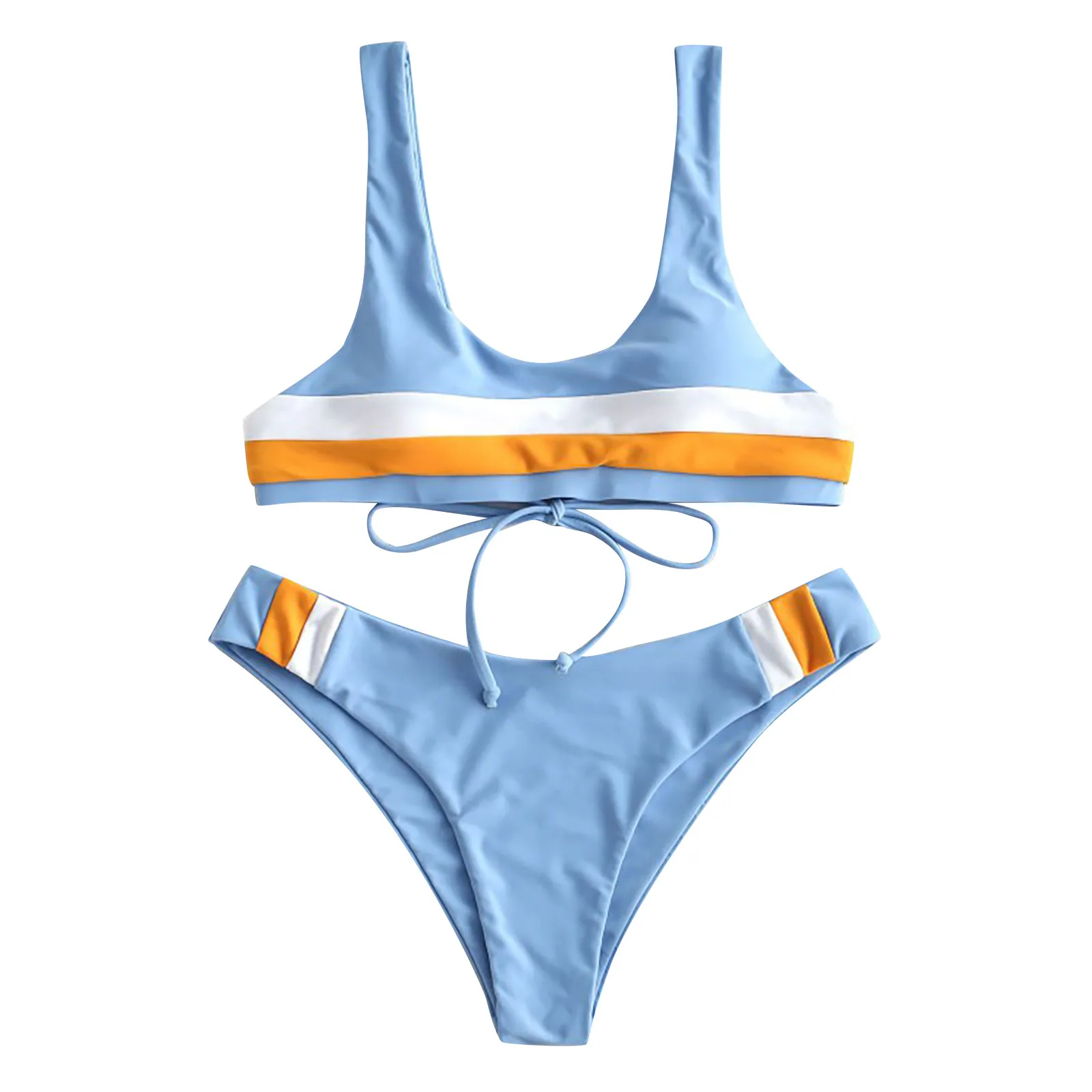 

Купальник-бикини разных цветов с высокой талией и разрезом