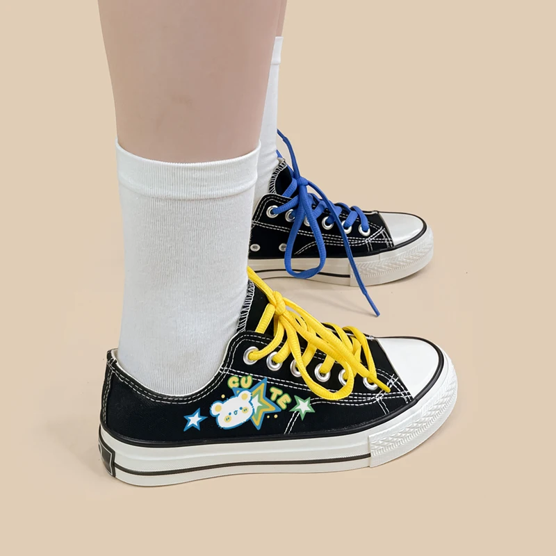 Кроссовки женские холщовые аниме Мультяшные с низким верхом на плоской подошве