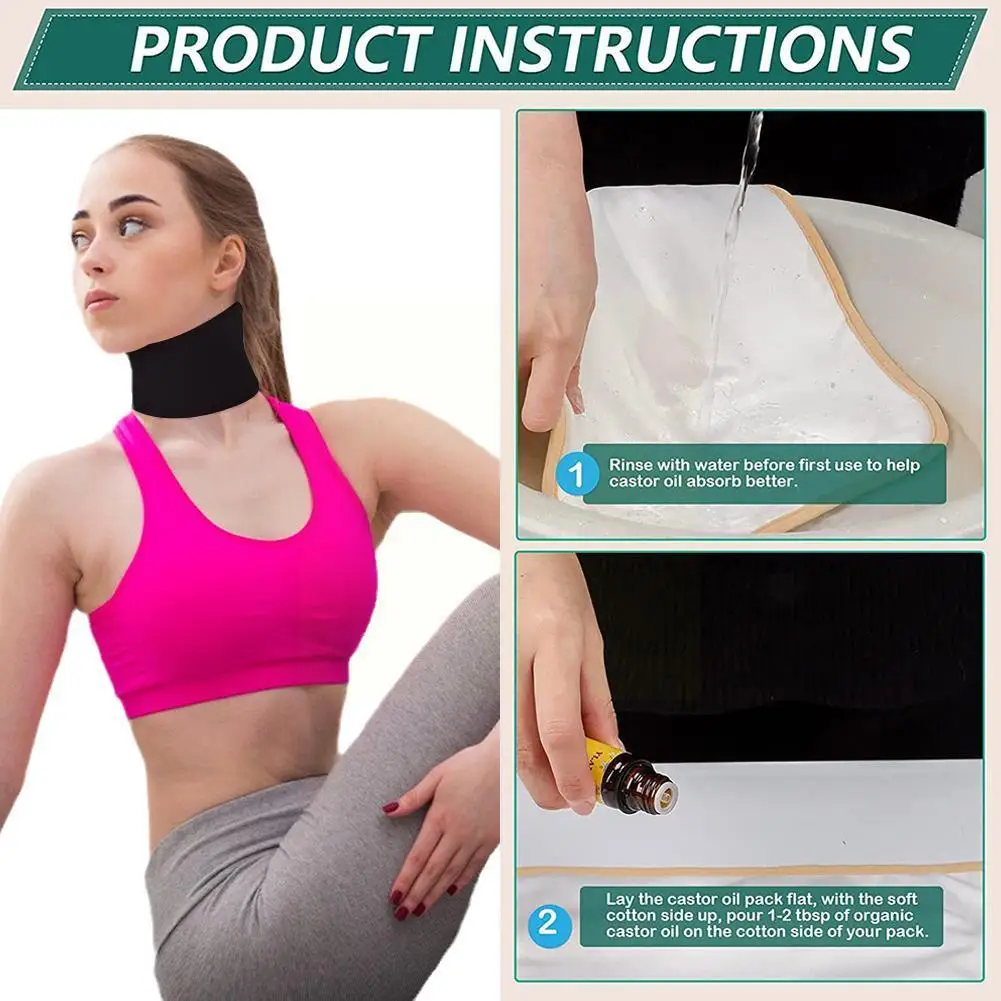 

Черный касторовое масло, компрессионная обертка для шеи, многоразовая упаковка Castoroil Kit против морщин, увлажняющий уход за кожей F1T8