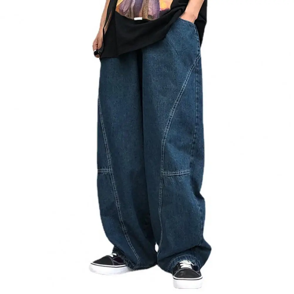 

Брюки-карго мужские в стиле пэчворк, винтажные брюки оверсайз с широкими штанинами и промежностью, пэчворк, с карманами, уличная одежда в стиле хоп