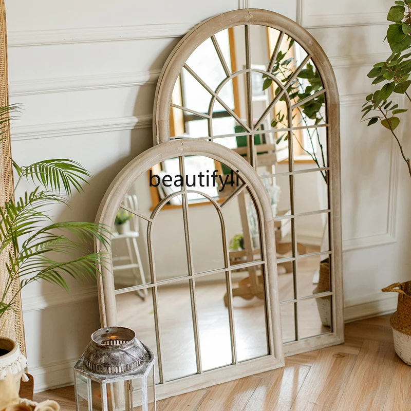 

Декоративное зеркало zq в стиле ретро, железная настенная подвесная зеркальная напольная полноразмерная дуга для коридора и гостиной