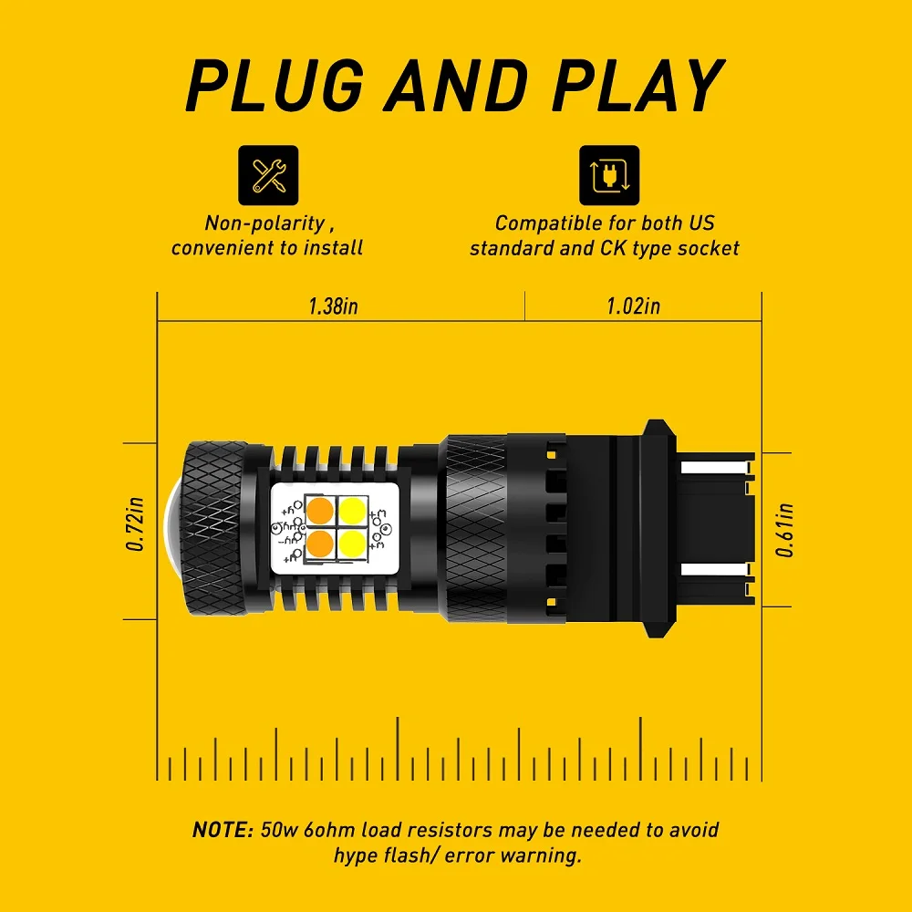 2 шт. AUXITO T25 3157 P277 Вт светодиодные лампы DRL двойной цвет желтый белый переключаемый указатель поворота индикаторная лампа авто огни 12 В (art.: 3920cd8d29785) - 3920cd8d29785